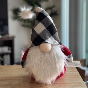 Festive Gnome with Red and Black Plaid Hat